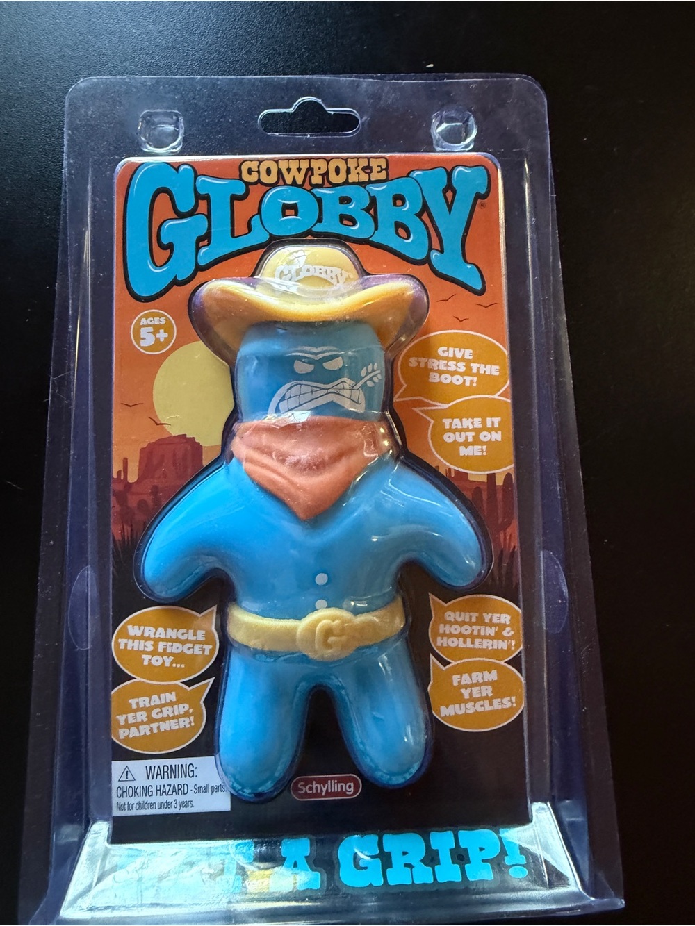New Schylling Globby Cowpoke Squishy Stress Relief Fidget Toy Get a Grip Cowboy